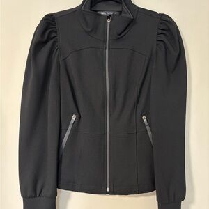 Zara Black Bomber Jacket with Puff Sleeves